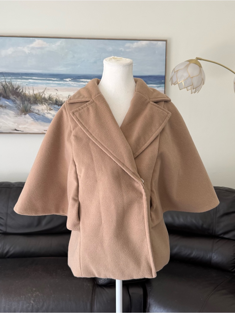 ALYX Medium Camel Tan Cape Jacket Coat Double Snap Casual Fall Outerwear Luxury